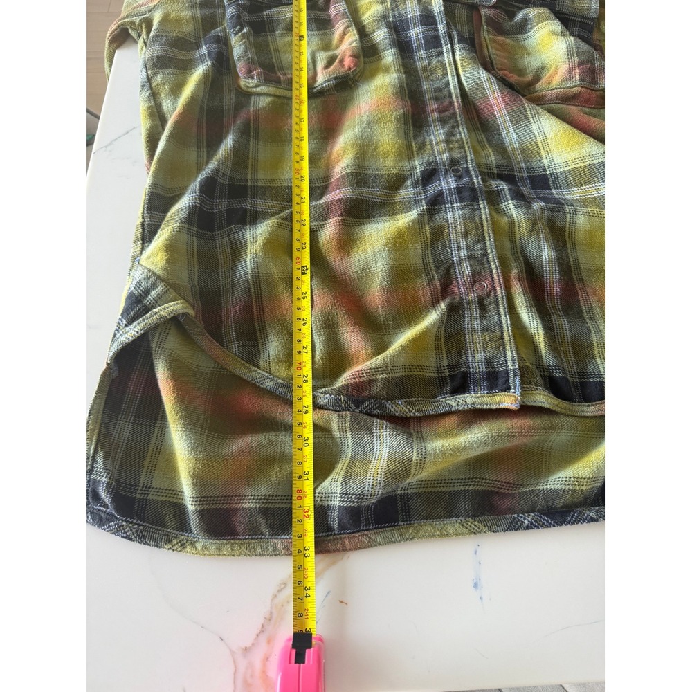 We The Free Plaid Oversized Flannel Shirt Green Yellow Large - Picture 5 of 5